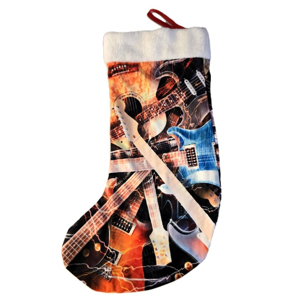 Electric Guitar Christmas Stocking Holiday Decorations Musician Gift Decor NEW